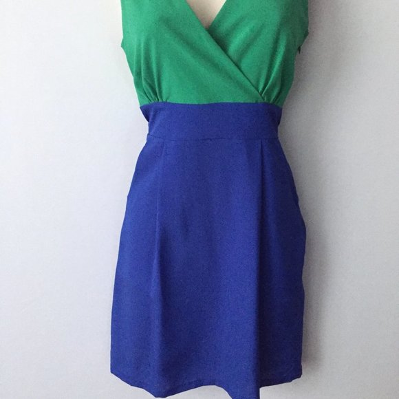 My Story Blue Green Colorblock Dress - Picture 4 of 5